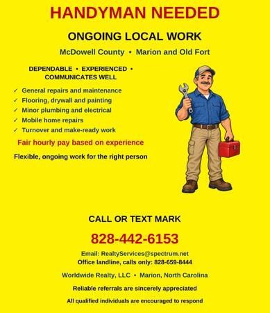 Dependable Handyman Needed - Ongoing Local Work (McDowell County, NC 1