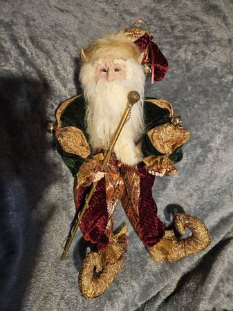 Vintage elf/santa posable fairy with walking stick 1
