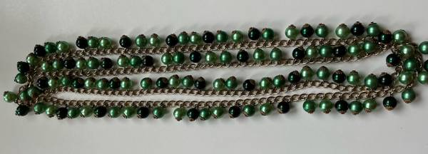 Vintage Necklace-12" Double Gold Chain w 3/8" Beads-Great Condition 1