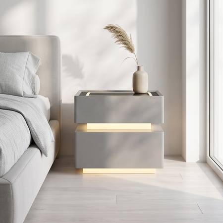 C4228 CBD035 Innovative Bedside Organizer with Dual Drawers & Wireless 1