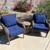 Pair of Outdoor Rattan Chairs with Blue Cushions, Handwoven, All-Weather for Por 1 thumbnail