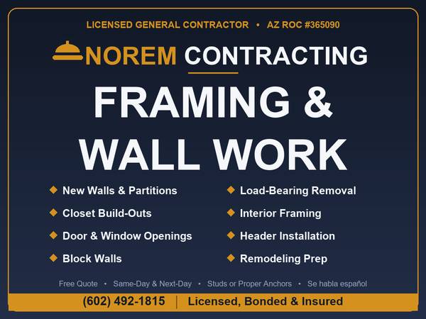 Contractor Framer A Wall Framing Removal Load Bearing Between Interior 1