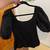 Theory Women's Black  Puff Sleeve Scoop Neck Top 8 thumbnail