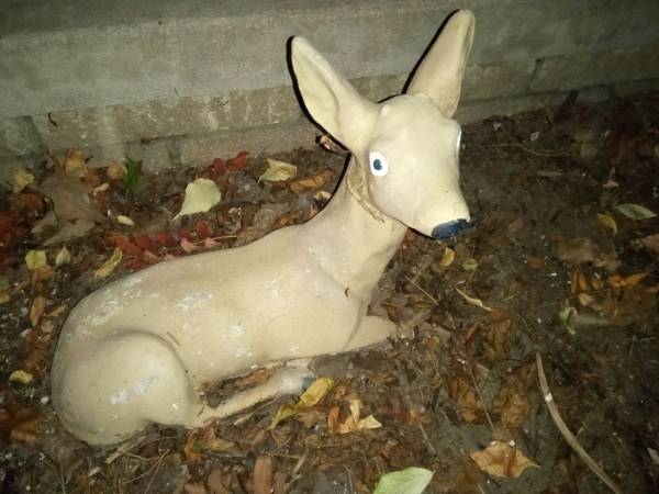 Baby deer cement sculpture 1