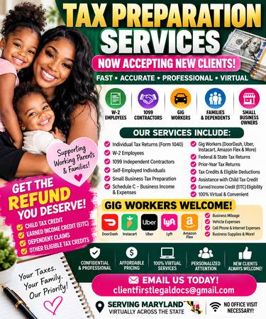 TAX PREPARATION SERVICES 🚗 W-2 | 1099 | DOORDASH | UBER | INSTACART | 1