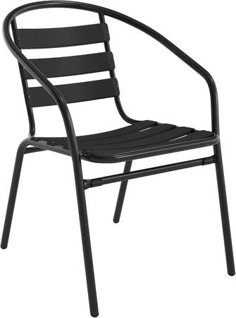 Black Metal Restaurant Stack Chair with Aluminum Slats #38747 1