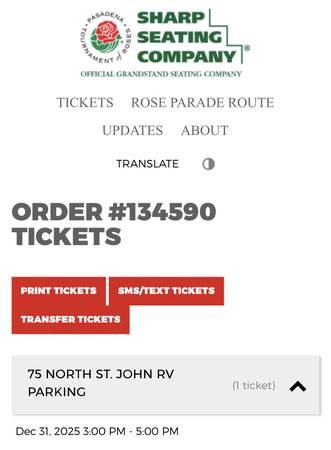 ROSE PARADE - overnight RV parking soace 1