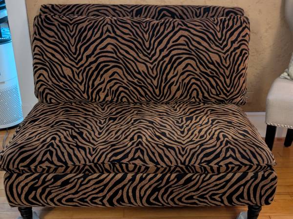 Zebra animal print bench loveseat settee 1