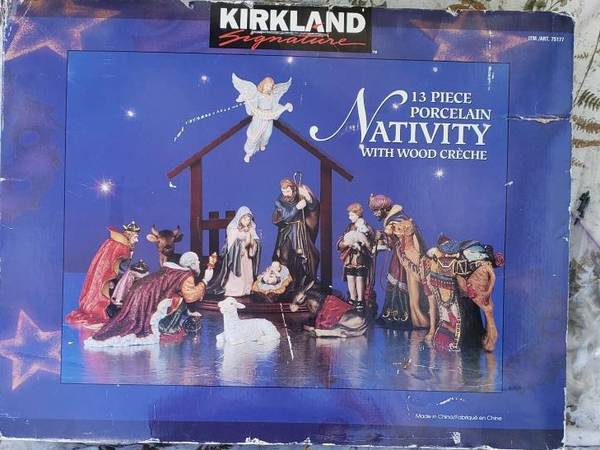 Vintage Kirkland Signature 13 Piece Hand-Painted Nativity Set