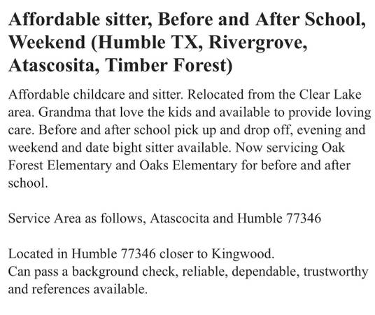 Affordable Babysitter and child care 1