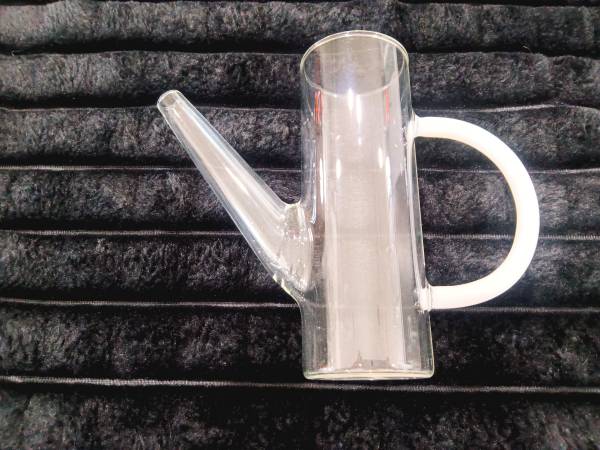 Elegent 6 1/2" Clear glass with white handle pitcher creamer server 1