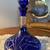 Cobalt Blue Cut to Clear Glass Genie Bottle Shaped Decanter w/ Stopper 1 thumbnail
