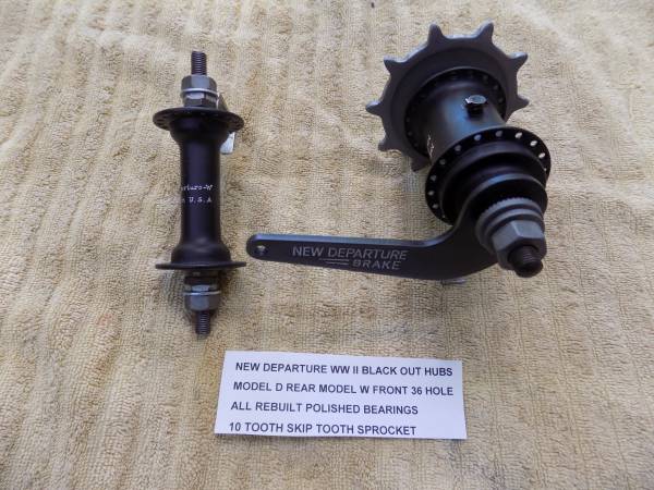 BICYCLE PREWAR WAR TIME NEW DEPARTURE BLACK OUT HUBS  36 HOLE 1