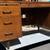 Vintage Executive Mid Mod Desk Mid Century Modern with Finished Back 3 thumbnail