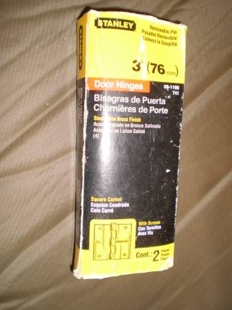 Stanley (08-1100) Satin Brass 3in Door Hinges, 2 NEW 1