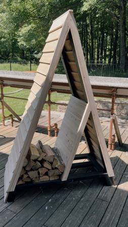Handcrafted A‑Frame Firewood Storage Rack — Pressure‑Treated Pine & Cedar 1