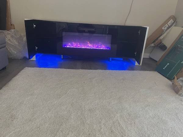 Electric fireplace  with flame and LED Lights- Moving sale 1