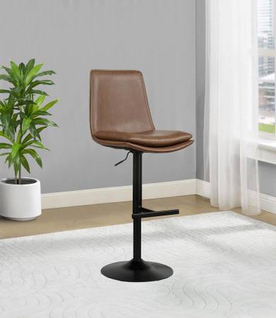 **New Adjustable Bar Stool Upholstered in Faux Leather Coffee Color** 1