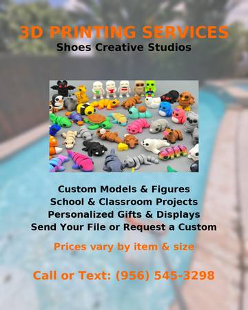 Custom 3D Prints • Models • Classroom Projects • Local Pickup 1