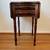 Antique mahogany drop-leaf side table with two drawers and turned legs 1 thumbnail