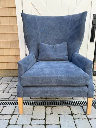 2 Wing Back Chairs - Denim Blue - Verellen Brand 1