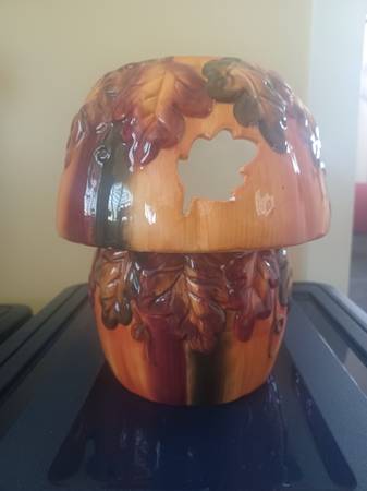 Ceramic Pumpkin Decor with Leaf Design 1