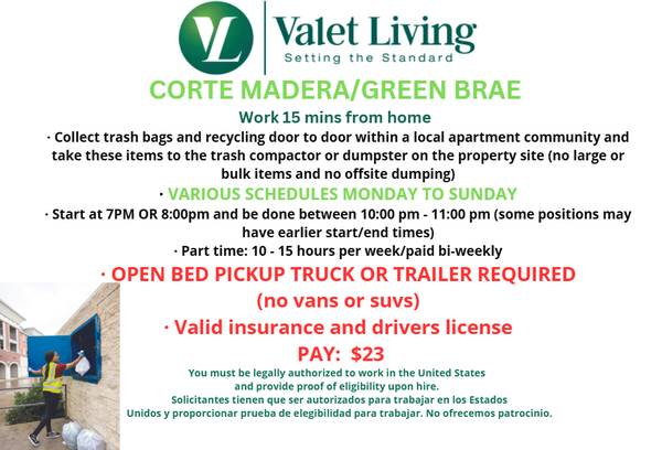 Earn Extra $ Part-Time Evening Trash Collector - Corte Madera 1