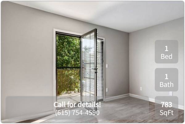 $1,472 / 1br - 783ft2 - Pets Welcome! We accept indoor cats and dogs! Ask for details! (Mount Juliet)63988354872578121