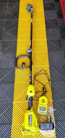 RYOBI HP 18V Brushless String Trimmer with 4.0 Ah Battery and Charger 1