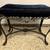 Antique upholstered Cast Iron Bench 1 thumbnail