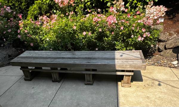 Vintage 84” Solid Teak Outdoor Garden Bench – Weathered Patina 1