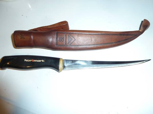 Vintage Normark Fiskars Finland Stainless Steel Fillet Knife Leather 1