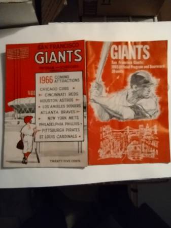Giants program,&scorecard. 2-pc, booklets, 1965,66. 1
