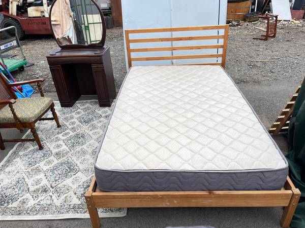 Semi-double bed frame with mattress- delivery available 1