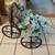 Very nice 3 wheeled wicker and wood cart with plant arrangement 1 thumbnail