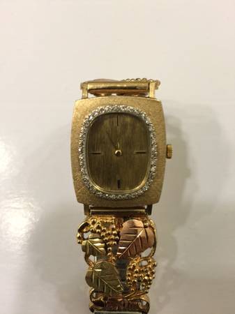Gold Diamond 14K Watch, GOLD Band. 1