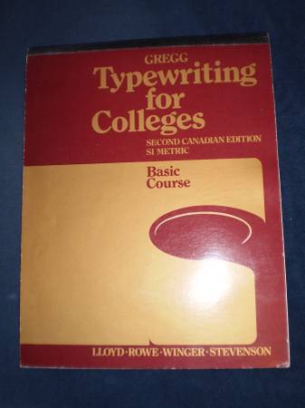 Gregg Soft Cover Book, Typing for Colleges Basic Course, 2nd Edition 1