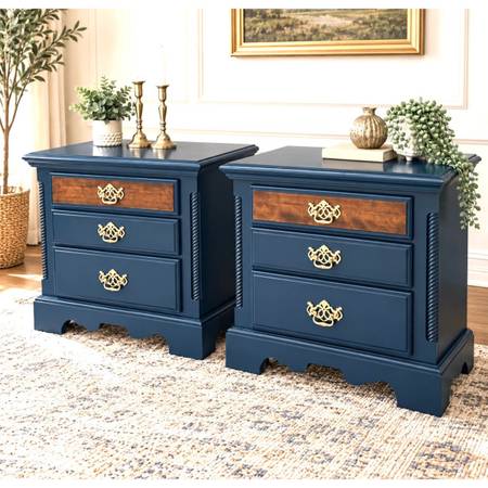 Refinished Navy Nightstands 1