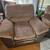 Sectional couch, with reclining rocking chair, soft brown with leather 2 thumbnail