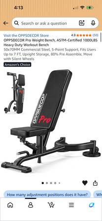 OPPSDECOR Pro Adjustable Weight Bench – 1,000 LB Capacity, Incline/Dec 1