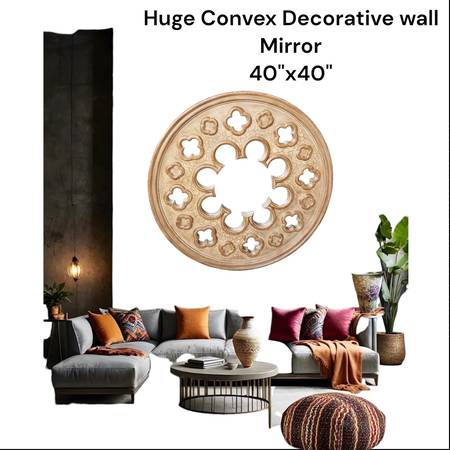 Huge 40" Rare Custom Quatrefoil French Plaster Convex Wall Mirror 1