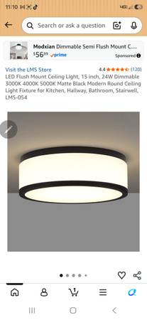 LED Flush Mount Ceiling Light, 15 inch, 24W Dimmable 3000K 4000K 5000K Matte Bla 1