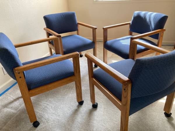 Solid Wood Rolling Chairs – Set of 4 – Game Table, Poker, or Office 1