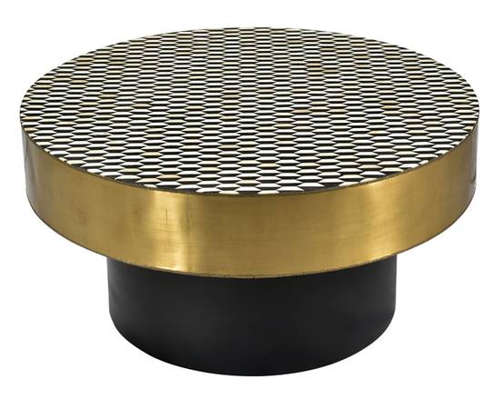 Coffee Table - Optic Geo Pattern Gold Black - Moe's Furniture 1