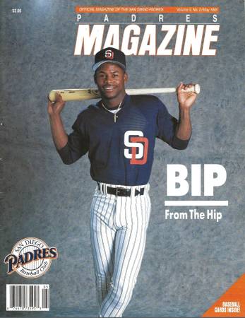 1991 Padres Program Bip Roberts cover w/cards 1