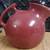 Vintage Uhl Pottery Maroon Red Ball Pitcher Painted Decor 1940's 4 thumbnail