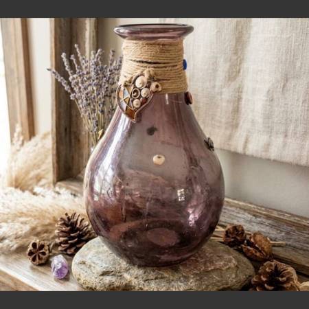 Amethyst Purple Recycled Glass Vase Home Inspirations 153-8214 Boho Jute Decorat 1