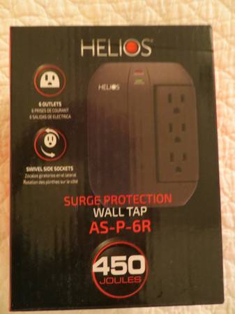 6 Outlet Helios Surge Protection Wall Tap As-p-6r Protector Swivel NEW 1