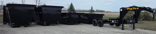 2025 Big Tex 16RD roll-off trailer & 4 dumpsters 1