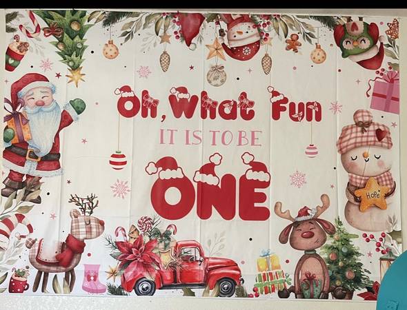 One year old Christmas backdrop 1